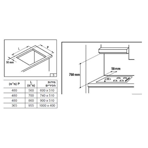 כיריים גז Sauter SHG8010W זכוכית לבנה