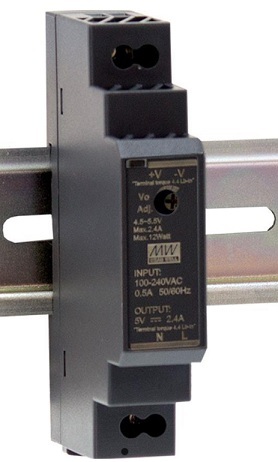 ספק כוח DC ממותג 5V 2.4A הרכבה על פס דין בלוחות חשמל