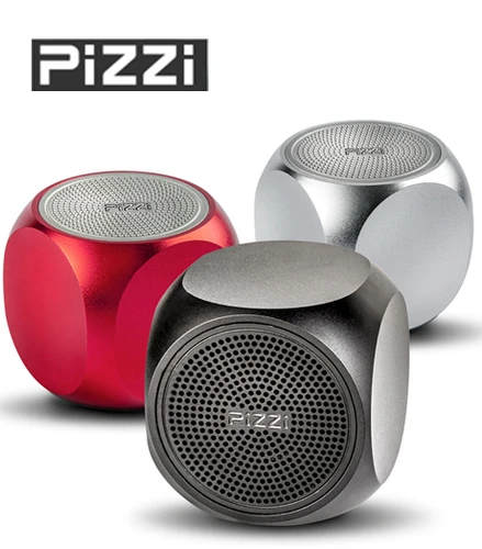 מיני רמקול בלוטוס Pizzi עוצמתי עם לחצן לצילום סלפי כסוף