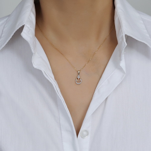 שרשרת ותליון יהלומים מזהב 14K