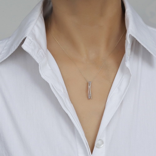 שרשרת ותליון יהלומים מזהב 14K