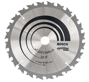 להב Optiline Wood לעץ קשה, רך ו- MDF קוטר "7.25 - 24 שיניים Bosch