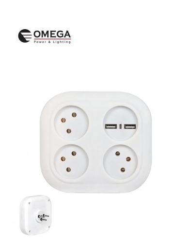 מפצל OMEGA OM-A-T4 PLUG+USB