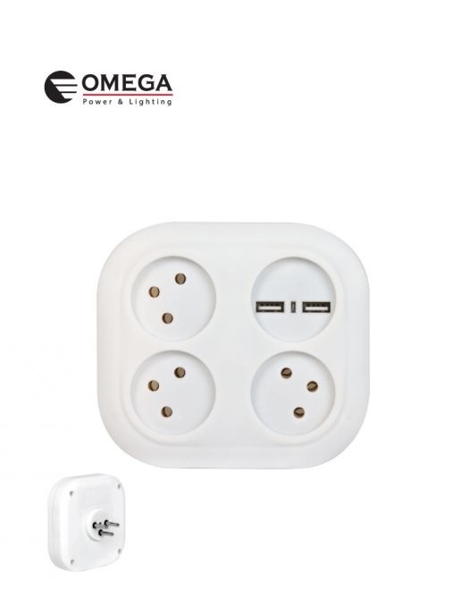 מפצל OMEGA OM-A-T4 PLUG+USB