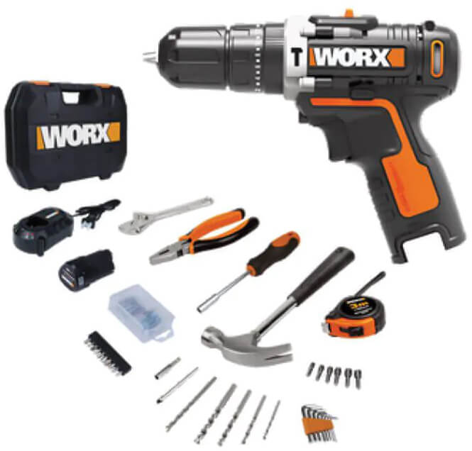 מברגה/מקדחה רוטטת 12V וסט כלים WX129.5