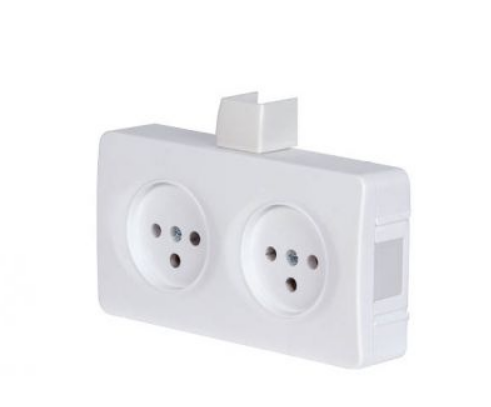 שקע כח כפול 2 מקומות על הטיח IP20 לבן N2