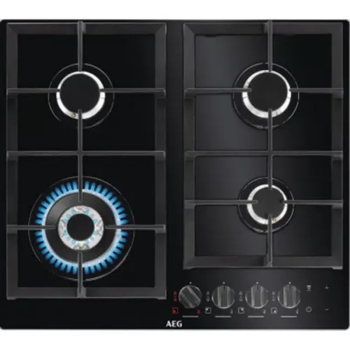 ‏כיריים גז 4 להבות זכוכית AEG דגם HKB64550NB א.א.ג.