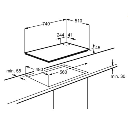‏כיריים גז 5 להבות זכוכית AEG דגם HKB75550NB א.א.ג.