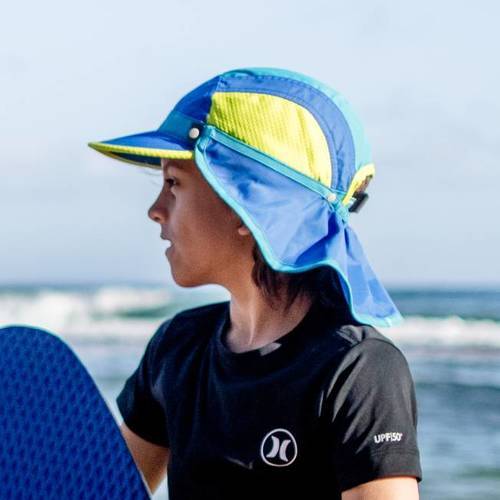 כובע ארוך לילדים כחול / צהוב - SUN CHASER KIDS HAT