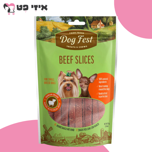 חטיף דוג פסט מיני רצועות בקר לכלב 55 גרם Dog Fest