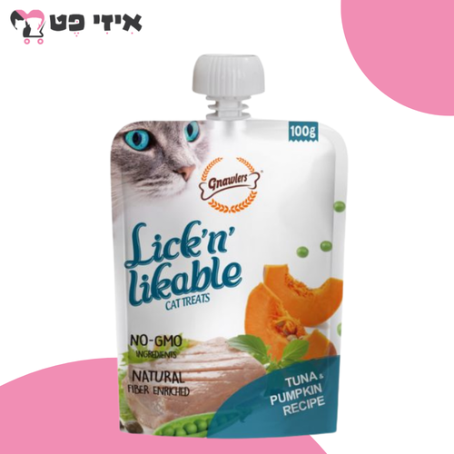 גנולרס מחית ליקוק בטעם טונה ודלעת לחתול 100 גרם Gnawlers