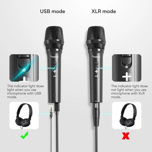 מיקרופון דינמי בחיבור USB או Maono AU-HD300T XLR