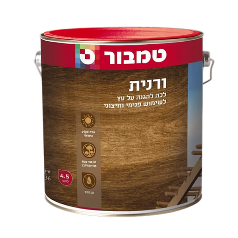 לכה ורנית לעץ 4.5 ליטר שקוף מבריק | טמבור