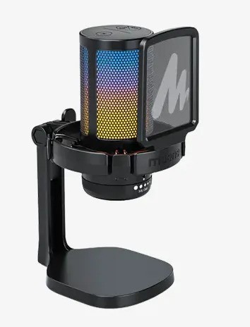 מיקרופון לגיימינג בחיבור USB למחשב עם ביטול רעשים ותאורה RGB דגם Maono DGM20