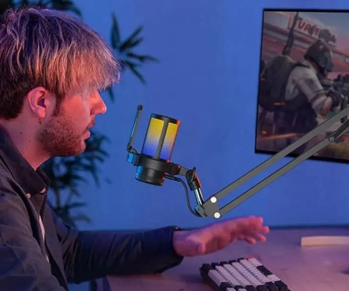 מיקרופון לגיימינג בחיבור USB למחשב עם ביטול רעשים ותאורה RGB דגם Maono DGM20