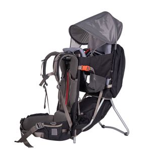 מנשא גב מקצועי לתינוק Wipha YAK 1 עם גגון, מערכת גב מתכווננת ותיק ניתן להפרדה - אפור/שחור