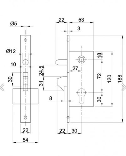 מנעול הזזה צילינדר פין בטחון IBFM 447/S