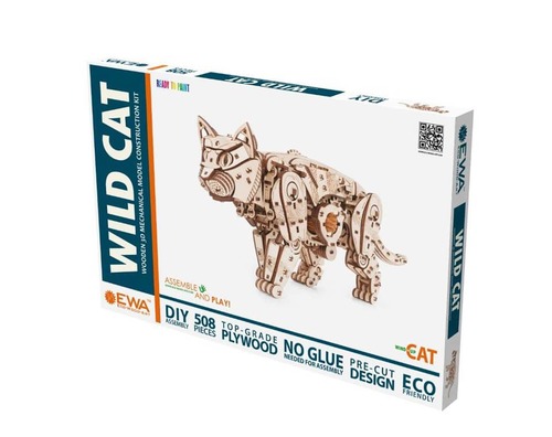 פאזל תלת מימדי מכני מעץ - חתול מהלך ECO-WOOD