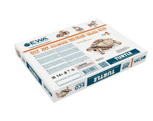 פאזל תלת מימדי מכני מעץ - צב מהלך ECO-WOOD