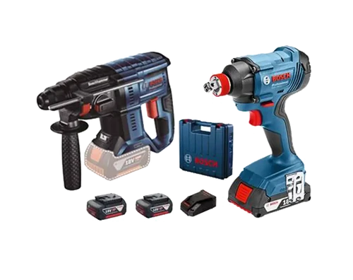 מפתח רטיטה 18V מומנט 180nm דגם GDX 180-LI + פטישון חשמלי GBH 180-LI כולל 3 סוללות 3Ah מטען ומזוודה מק