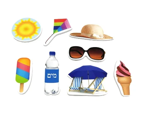 מדבקות סול מודפסות - סמלי קיץ - 72 יח'