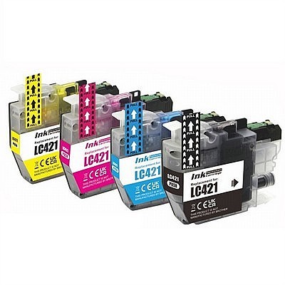 סט 4 ראשי דיו brother LC421XL שחור + כחול + אדום + צהוב