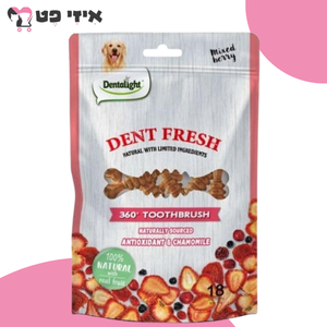 דנט פרש חטיף דנטלי מועשר בקמומיל ופירות להרגעת הכלב 150 גרם Dentalight Dent Fresh