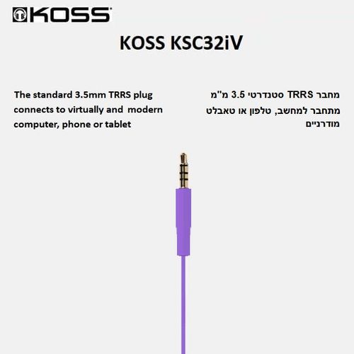 אוזניות קליפס ספורט חוטיות Koss FitClips KSC32iV