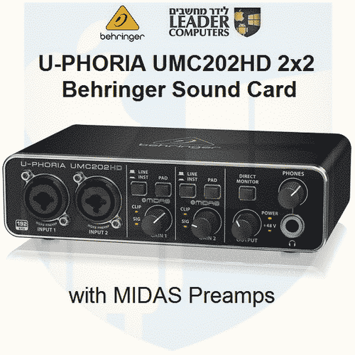 כרטיס קול 2 כניסות Behringer U-PHORIA UMC202HD