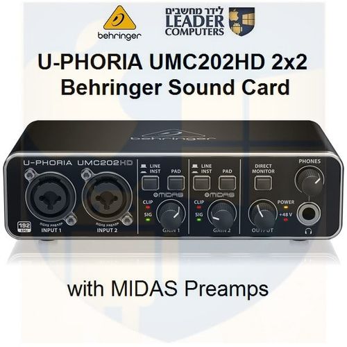 כרטיס קול 2 כניסות Behringer U-PHORIA UMC202HD