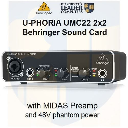 כרטיס קול 2 כניסות Behringer U-PHORIA UMC22