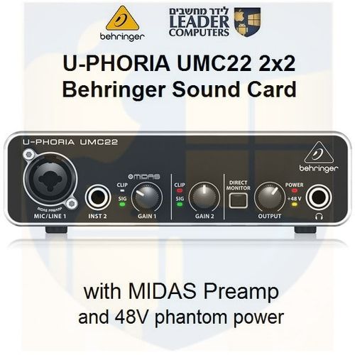 כרטיס קול 2 כניסות Behringer U-PHORIA UMC22