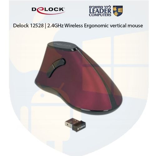 עכבר אנכי ארגונומי אלחוטי USB-A 2.4 GHz עם 5 לחצנים Delock 12528