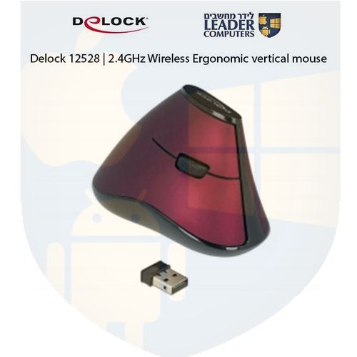 עכבר אנכי ארגונומי אלחוטי USB-A 2.4 GHz עם 5 לחצנים Delock 12528