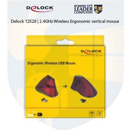 עכבר אנכי ארגונומי אלחוטי USB-A 2.4 GHz עם 5 לחצנים Delock 12528