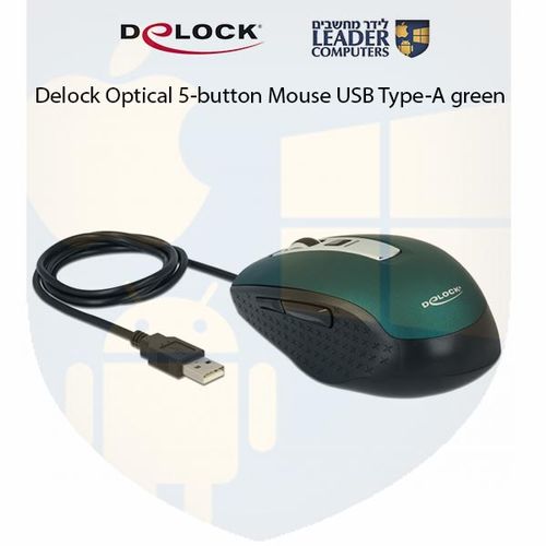עכבר אופטי חוטי USB-A עם 5 לחצנים רזולוציה 2000 DPI, דגם Delock 12617