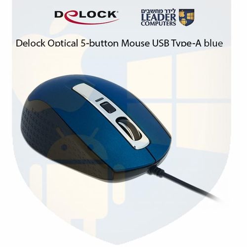 עכבר אופטי חוטי USB-A עם 5 לחצנים רזולוציה 2000 DPI, דגם Delock 12621