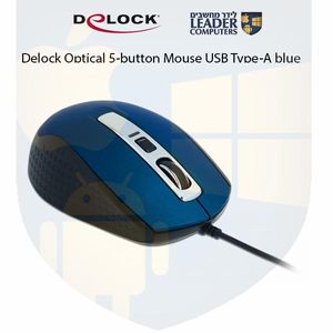 עכבר אופטי חוטי USB-A עם 5 לחצנים רזולוציה 2000 DPI, דגם Delock 12621