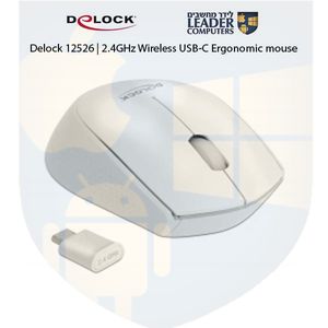 עכבר ארגונומי אלחוטי 2.4GHz עם מתאם USB-C, עם 3 לחצנים, Delock 12668