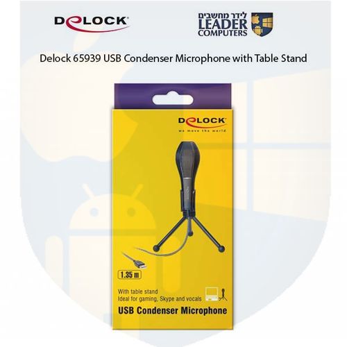 מיקרופון קונדנסר עם מעמד שולחני Delock 65939 USB