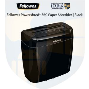 מגרסה Fellowes Powershred® 36C מיכל 12 ליטר | יכולת גריסה 6 דפים A4 | צבע שחור