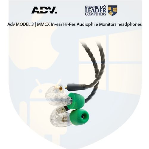 אוזניות מוניטור Hi-Res חוטיות תוך אוזן עם כבל ADV MODEL 3 | MMCX | צבע שקוף