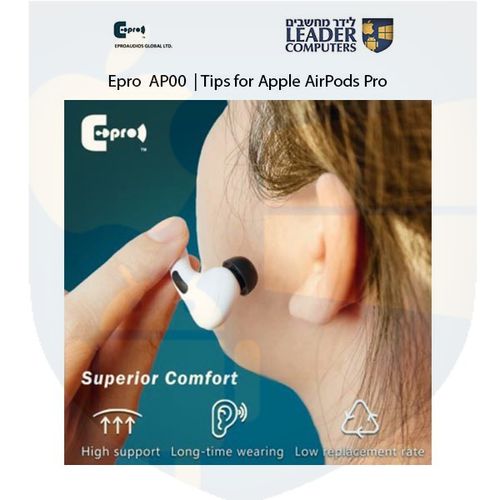 טיפים של אוזניות Apple AirPods Pro | בצורת קרן | מתאמי סיליקון | אטמי ספוג | במידה בינוני M | צבע שחור | Epro EP0512