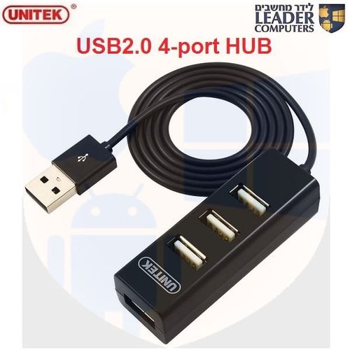 האב מפצל USB2.0 ל-4 כניסות USB2.0, דגם Unitek Y-2140