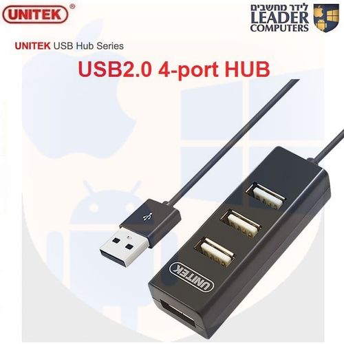 האב מפצל USB2.0 ל-4 כניסות USB2.0, דגם Unitek Y-2140