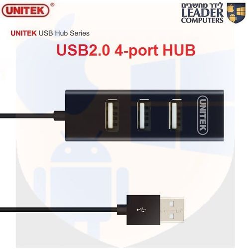 האב מפצל USB2.0 ל-4 כניסות USB2.0, דגם Unitek Y-2140