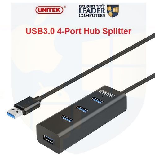 האב מפצל USB3.0 ל-4 כניסות עם אפשרות של טעינה | דגם Unitek Y-3089
