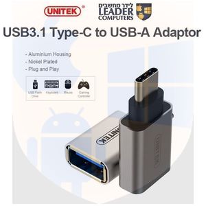 מתאם מ- USB Type-C זכר ל- USB-A נקבה | דגם Y-A025CGY Unitek