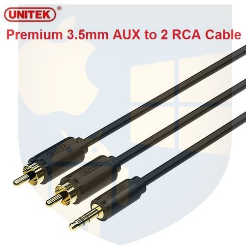 כבל AUX פרימיום אודיו 3.5 ממ ל- 2 RCA, אורך 1.5מטר, דגם Y-C938ABK UNITEK