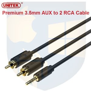 כבל AUX פרימיום אודיו 3.5 ממ ל- 2 RCA, אורך 1.5מטר, דגם Y-C938ABK UNITEK